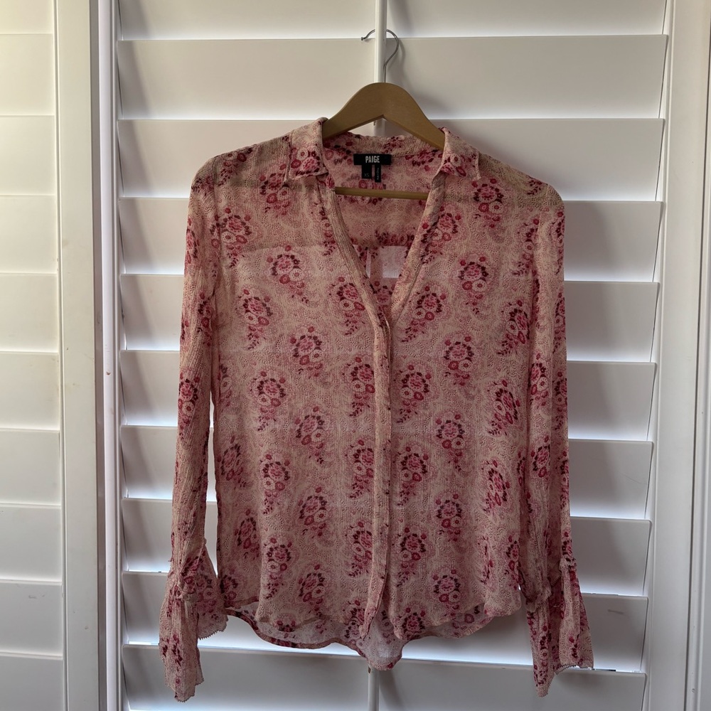 PAIGE Abriana Silk Blouse Ecru Multi